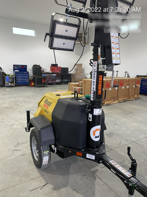 2022 Allmand NLV3GR (4) LED Light Fixture 350W, 23' Vertical Mast, 3kW Prime, Towable, ES Decals, T3