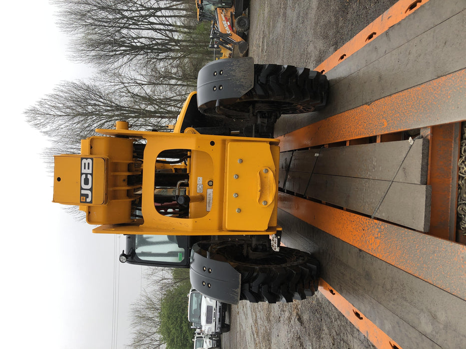 2019 JCB 509-42 Open ROPS, 74 HP, Solid Tires, Worklights, Beacon, Aux Hydraulics, Lifting Eye 66" Carriage/60" Forks