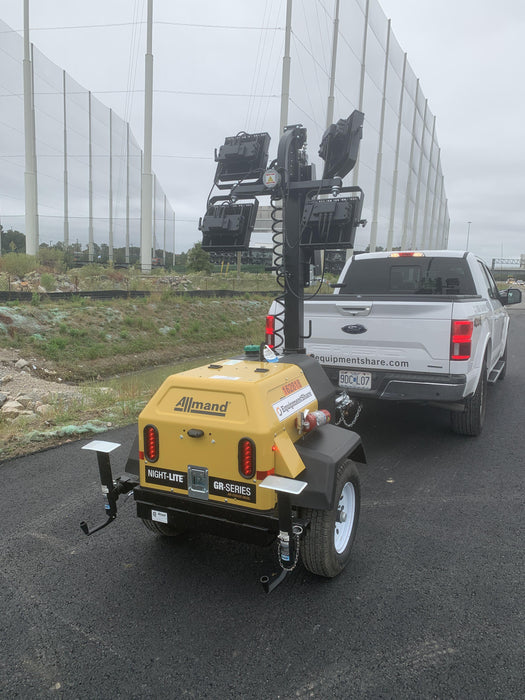 2021 Allmand NLV3GR (4) LED Light Fixture 350W, 23' Vertical Mast, 3kW Prime, Towable, Deep Sea L401, Leveling Jacks, Yanmar T4F 5.8hp