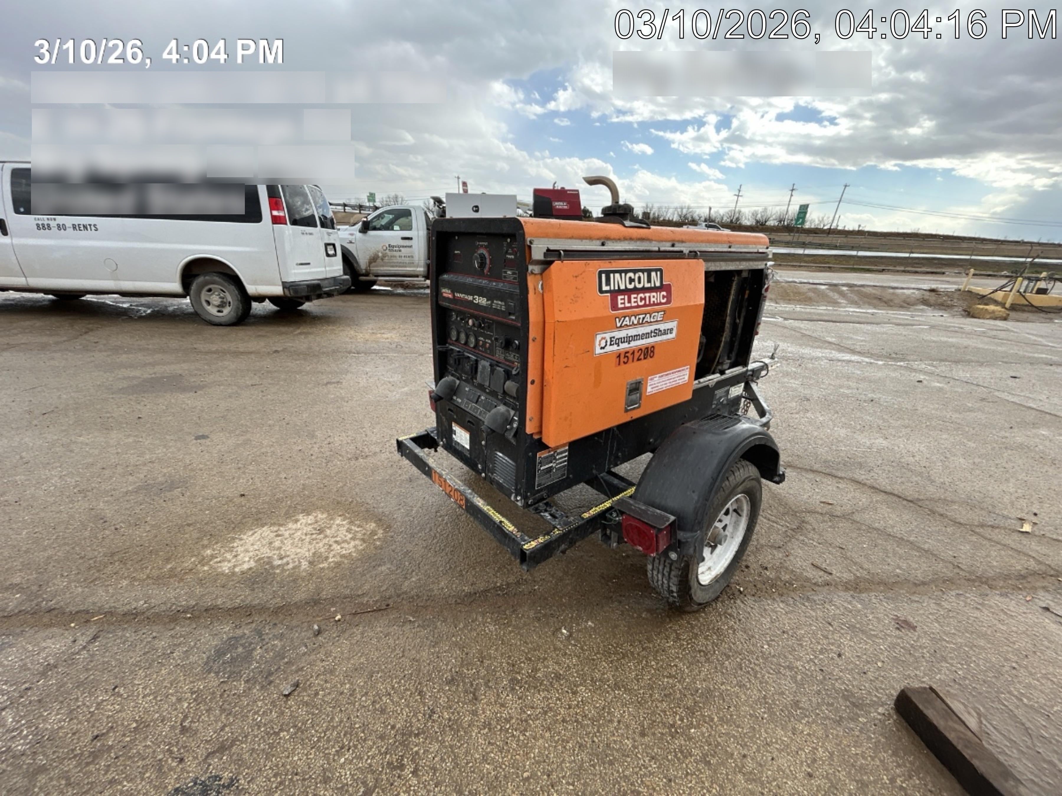 2021 Lincoln Electric Vantage 322 Vantage 322 Ready Pak 3 w/ Telematics & Decals, ORANGE (includes trailer, cable rack, fender light kit)