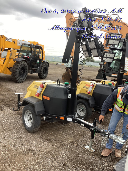 2022 Allmand NLV3GR (4) LED Light Fixture 350W, 23' Vertical Mast, 3kW Prime, Towable, ES Decals, T3