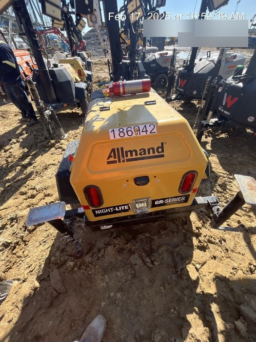 Allmand NLV3GR (4) LED Light Fixture 350W, 23' Vertical Mast, 3kW Prime, Towable, Deep Sea L401, Leveling Jacks, Yanmar T4F 5.8hp