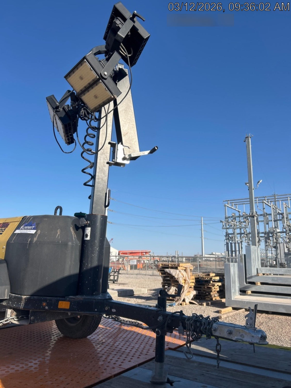 2022 Allmand NLV3GR (4) LED Light Fixture 350W, 23' Vertical Mast, 3kW Prime, Towable, ES Decals, T3
