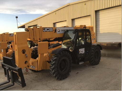 2019 JCB 512-56 Cab/Heat/Air, 109 HP, Solid Tires, STD Worklight, Beacon, Aux Hydraulics, Lifting Eye, Back up Alarm w/66" Carriage/60" Forks