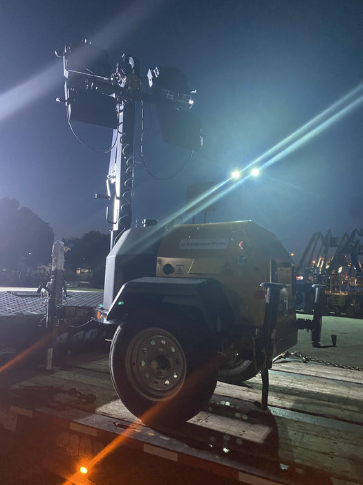 2022 Allmand NLV3GR (4) LED Light Fixture 350W, 23' Vertical Mast, 3kW Prime, Towable, Deep Sea L401, Leveling Jacks, Yanmar T4F 5.8hp