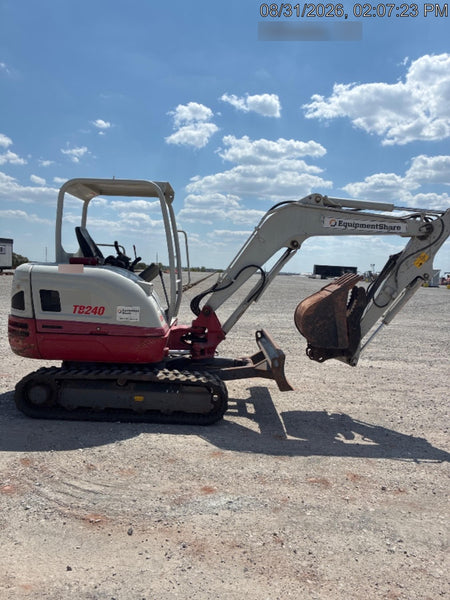 2019 Takeuchi TB240 Takeuchi TB240 Canopy w/Rubber Tracks, Auxiliary Hydraulics, Manual QC, Hydraulic Thumb, 12/18/24" Buckets
