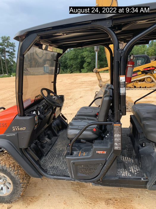 2020 Kubota RTV-X1140WL-H 4 seat diesel cart, plastic canopy, HD tires, steel wheels, tinted windshield, strobe light, and backup alarm