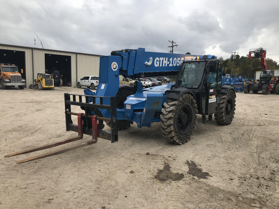 2019 Genie GTH-1056 Cab/Heat/AC, Solid RT Tires, LED Work Lights, Beacon 60" QA Carriage, 60" Forks