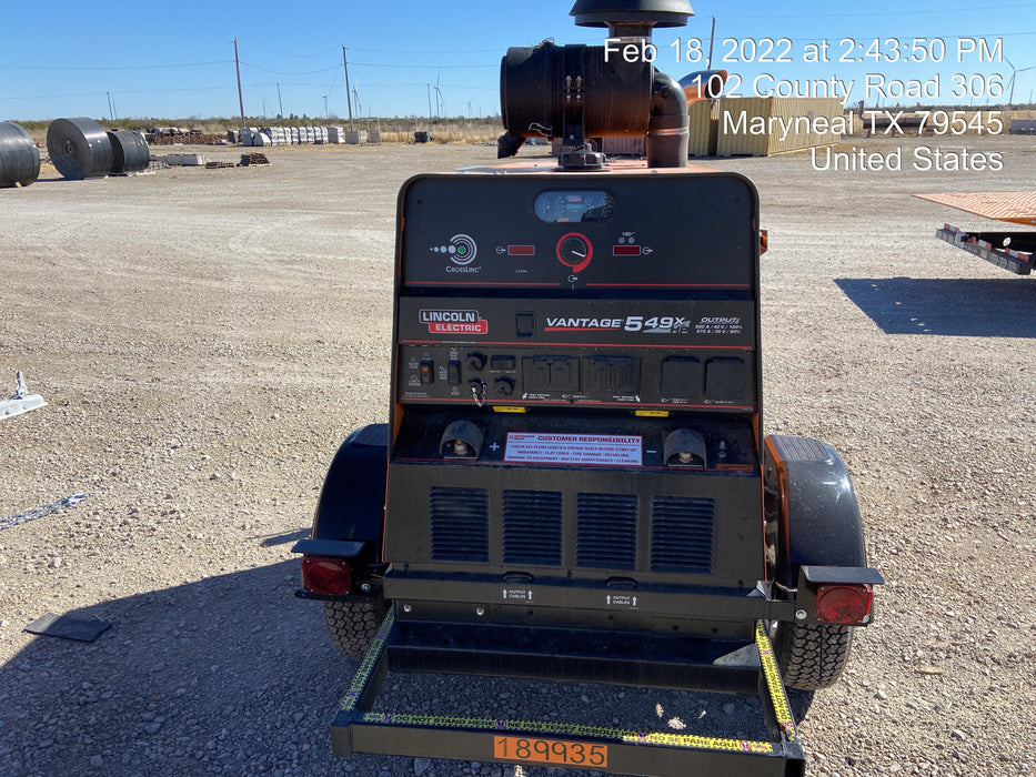 2021 Lincoln Electric Vantage 549X Ready Pak 3, ORANGE (includes trailer, cable rack, fender light kit)