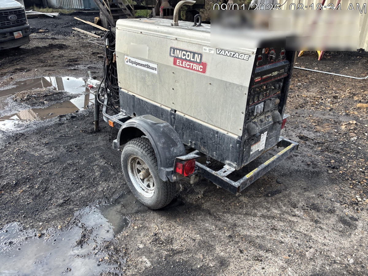 2019 Lincoln Electric Vantage 322 Ready-Pak 3, Two Wheel Trailer, Fender and Light Kit, Cable Rack