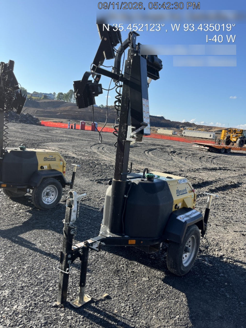 2022 Allmand NLV3GR (4) LED Light Fixture 350W, 23' Vertical Mast, 3kW Prime, Towable, Deep Sea L401, Leveling Jacks, Yanmar T4F 5.8hp