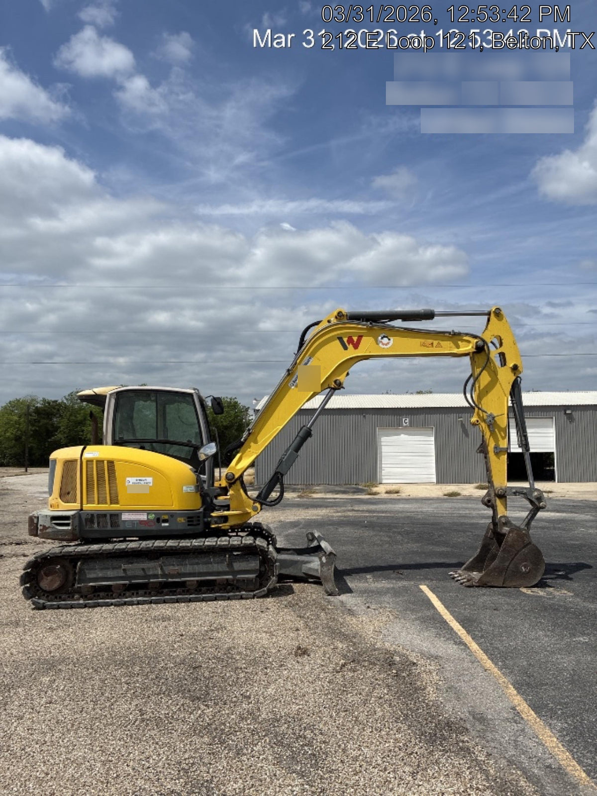Wacker Neuson ET90 Enclosed Cab, Hybrid Tracks, Long Dipperstick, Bucket
