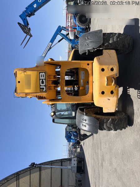 2019 JCB 512-56 74 HP w/CAB/HVAC, Beacon, Aux Hydraulics, Worklights, Solid Tires w/60" Carriage/Forks