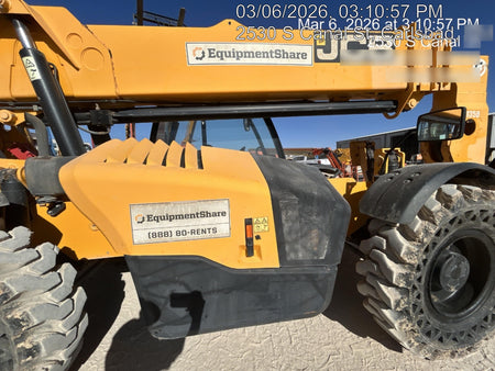 2019 JCB 510-56 Open ROPS, 74 HP, Solid Tires, Worklights, Beacon, Aux Hydraulics, Lifting Eye 72" Carriage/60" Forks