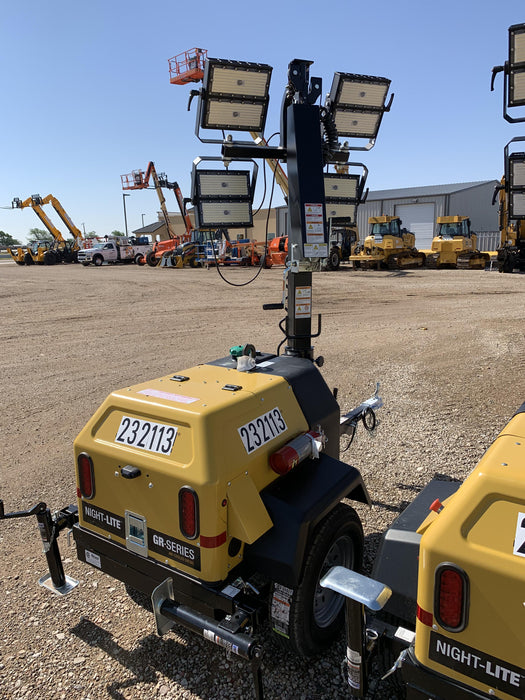 2022 Allmand NLV3GR (4) LED Light Fixture 350W, 23' Vertical Mast, 3kW Prime, Towable, Deep Sea L401, Leveling Jacks, Yanmar T4F 5.8hp