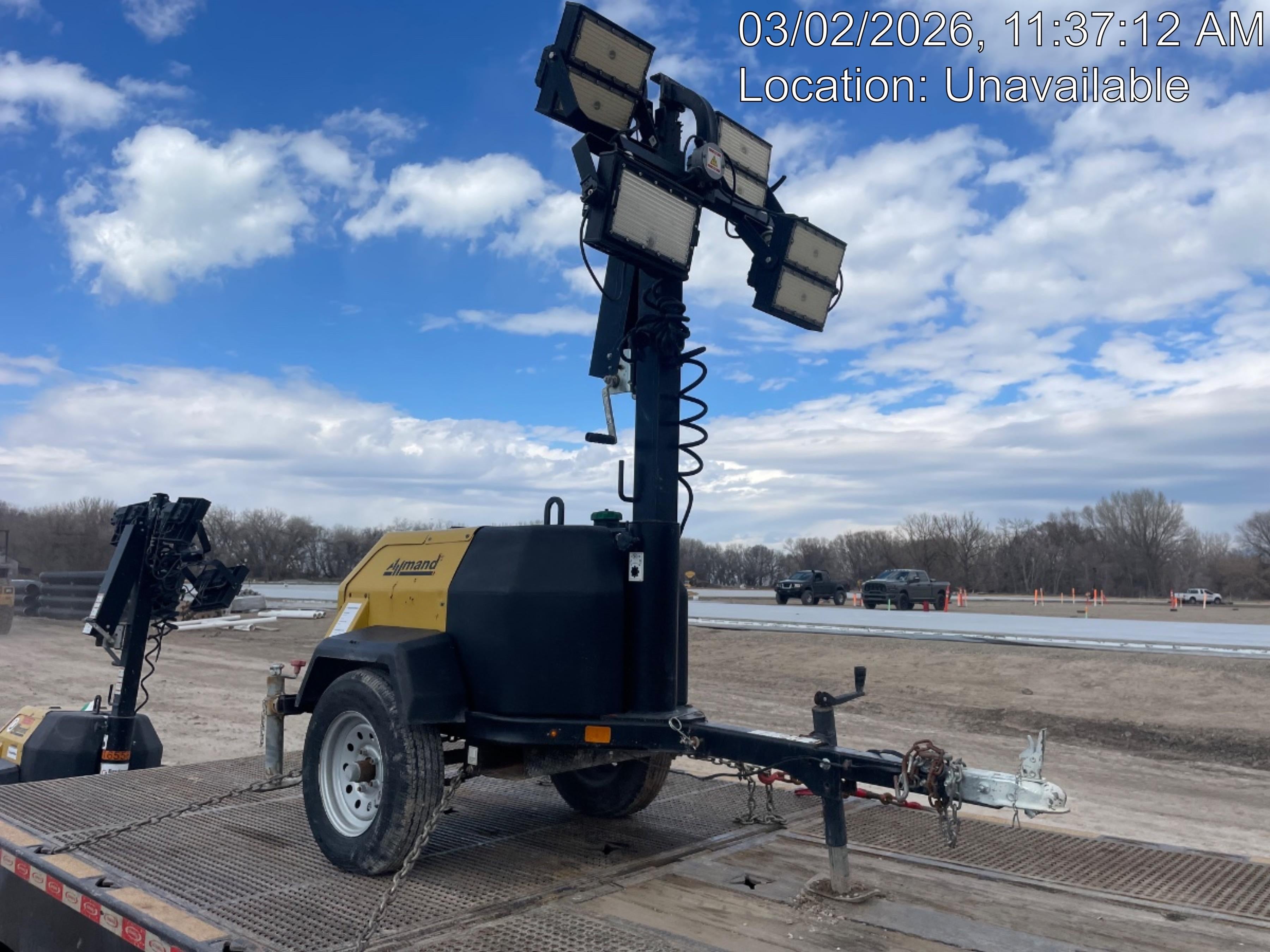 2022 Allmand NLV3GR (4) LED Light Fixture 350W, 23' Vertical Mast, 3kW Prime, Towable, Deep Sea L401, Leveling Jacks, Yanmar T4F 5.8hp