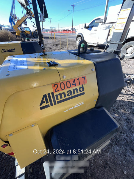 2022 Allmand NLV3GR (4) LED Light Fixture 350W, 23' Vertical Mast, 3kW Prime, Towable, Deep Sea L401, Leveling Jacks, Yanmar T4F 5.8hp