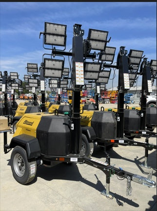 2022 Allmand NLV3GR (4) LED Light Fixture 350W, 23' Vertical Mast, 3kW Prime, Towable, ES Decals, T3