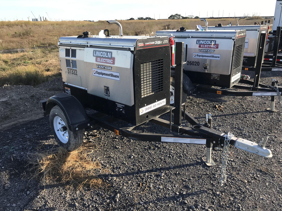 2019 Lincoln Electric Vantage 322 Ready-Pak 3, Two Wheel Trailer, Fender and Light Kit, Cable Rack