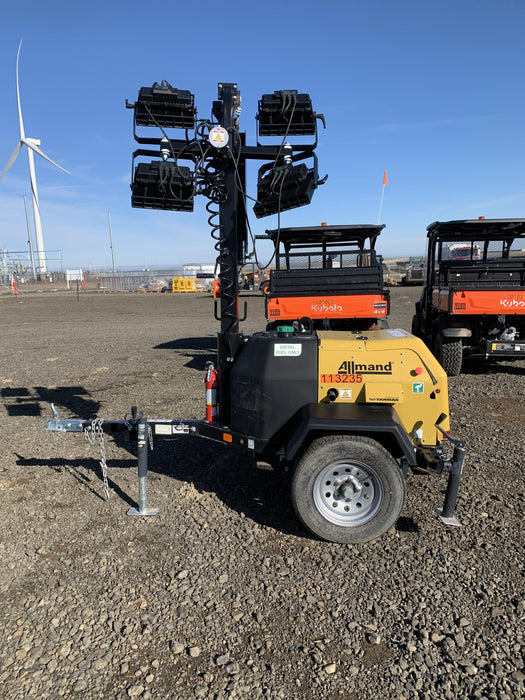 2020 Allmand NLV3GR (4) LED Light Fixture 350W, 23' Vertical Mast, 3kW Prime, Towable, Deep Sea L401, Leveling Jacks, Yanmar T4F 5.8hp