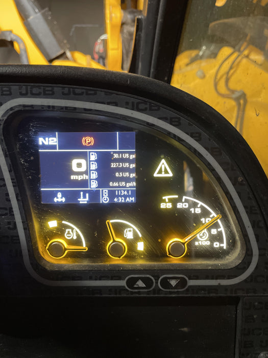 2019 JCB 510-56 74 HP w/Open ROPS, Beacon, Aux Hydraulics, Worklights, Solid Tires w/60" Carriage/Forks