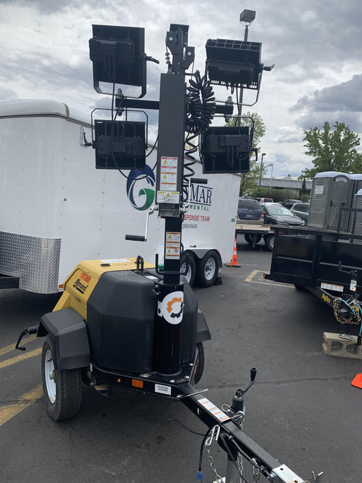 2021 Allmand NLV3GR (4) LED Light Fixture 350W, 23' Vertical Mast, 3kW Prime, Towable, Deep Sea L401, Leveling Jacks, Yanmar T4F 5.8hp