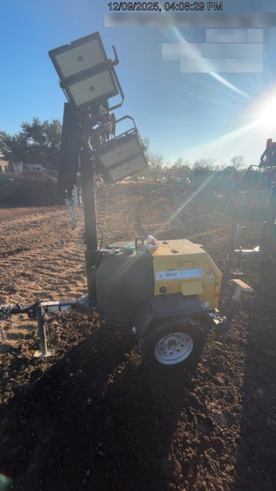 2022 Allmand NLV3GR (4) LED Light Fixture 350W, 23' Vertical Mast, 3kW Prime, Towable, Deep Sea L401, Leveling Jacks, Yanmar T4F 5.8hp