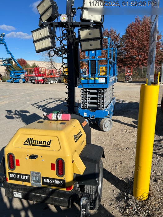 2020 Allmand NLV3GR (4) LED Light Fixture 350W, 23' Vertical Mast, 3kW Prime, Towable, Deep Sea L401, Leveling Jacks, Yanmar T4F 5.8hp