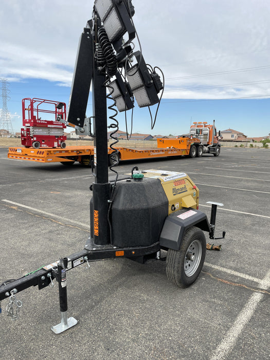 2022 Allmand NLV3GR (4) LED Light Fixture 350W, 23' Vertical Mast, 3kW Prime, Towable, Deep Sea L401, Leveling Jacks, Yanmar T4F 5.8hp