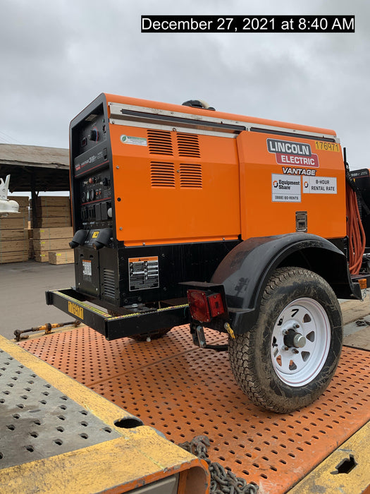 2021 Lincoln Electric Vantage 322 Vantage 322 Ready Pak 3 w/ Decals, ORANGE (includes trailer, cable rack, fender light kit) NO Telematics