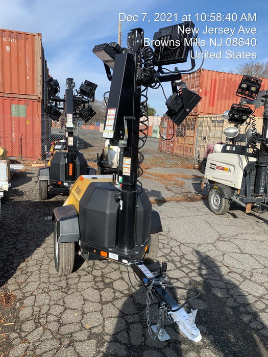 2021 Allmand NLV3GR (4) LED Light Fixture 350W, 23' Vertical Mast, 3kW Prime, Towable, Deep Sea L401, Leveling Jacks, Yanmar T4F 5.8hp