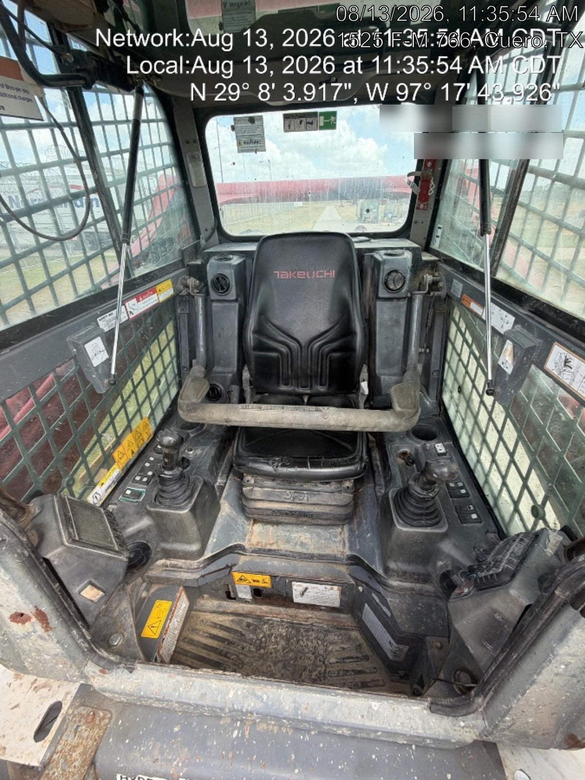 2019 Takeuchi TL10V2-CR Cab/Heat/AC, Rubber Tracks, Backup Alarm, Front & rear working Lights, Auxiliary Hydraulics, 2 Speed Travel, Engine Monitoring System, Hydraulic universal quick hitch w/76" HD smooth dirt bucket with bolt-on edge, 20.3 cubic feet capacity, 48" Pallet forks and frame