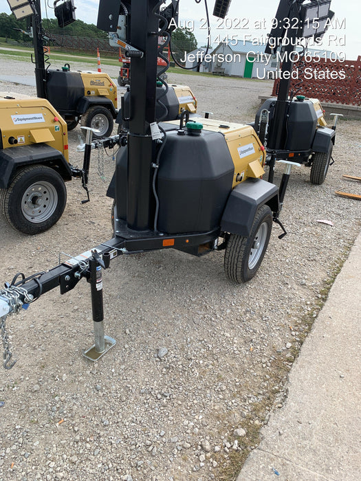 2022 Allmand NLV3GR (4) LED Light Fixture 350W, 23' Vertical Mast, 3kW Prime, Towable, Deep Sea L401, Leveling Jacks, Yanmar T4F 5.8hp