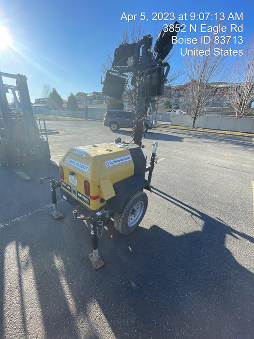 2022 Allmand NLV3GR (4) LED Light Fixture 350W, 23' Vertical Mast, 3kW Prime, Towable, Deep Sea L401, Leveling Jacks, Yanmar T4F 5.8hp