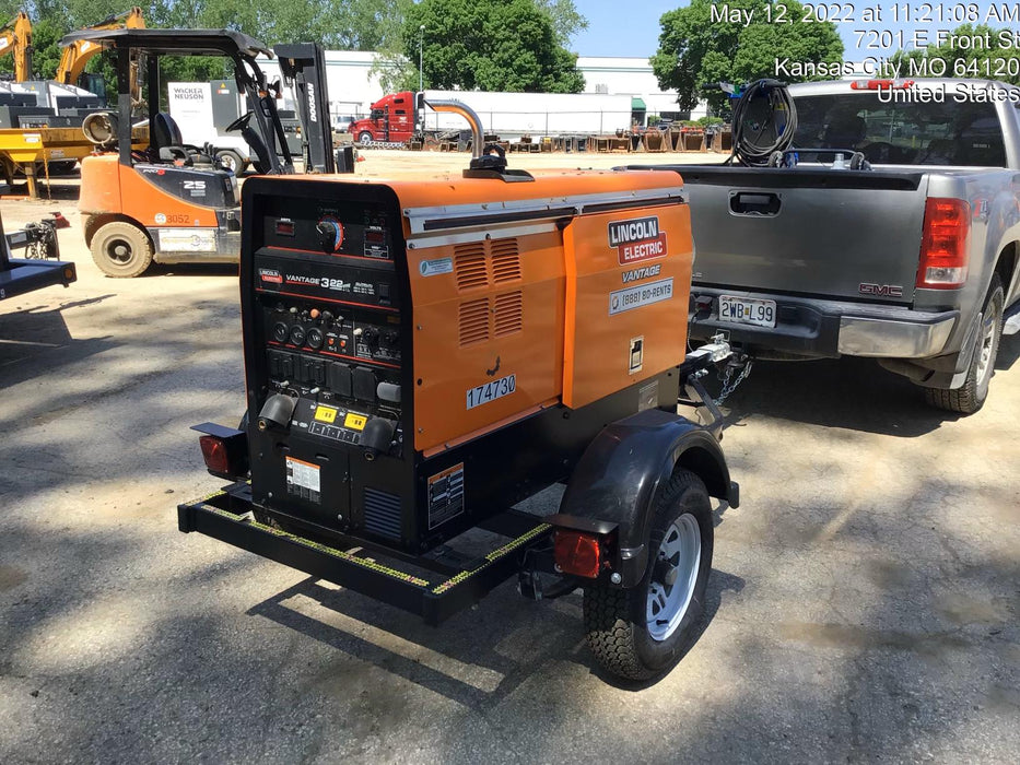 2021 Lincoln Electric Vantage 322 Vantage 322 Ready Pak 3 w/ Decals, ORANGE (includes trailer, cable rack, fender light kit) NO Telematics