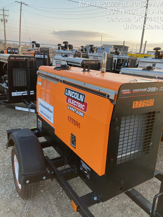 2021 Lincoln Electric Vantage 322 Vantage 322 Ready Pak 3 w/ Decals, ORANGE (includes trailer, cable rack, fender light kit) NO Telematics