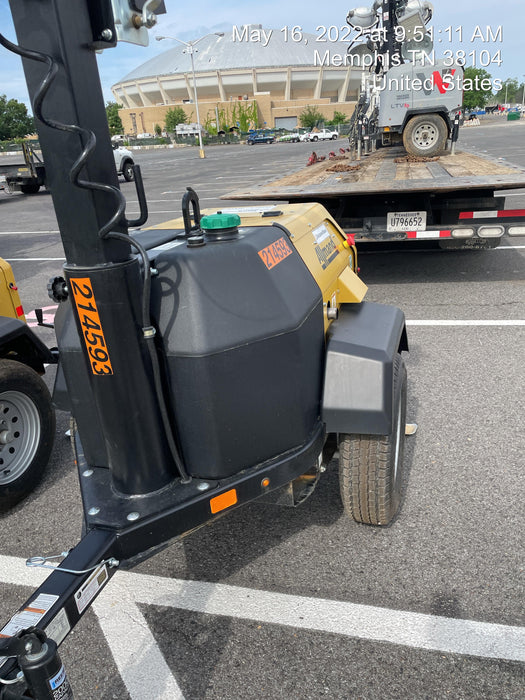 2022 Allmand NLV3GR (4) LED Light Fixture 350W, 23' Vertical Mast, 3kW Prime, Towable, Deep Sea L401, Leveling Jacks, Yanmar T4F 5.8hp