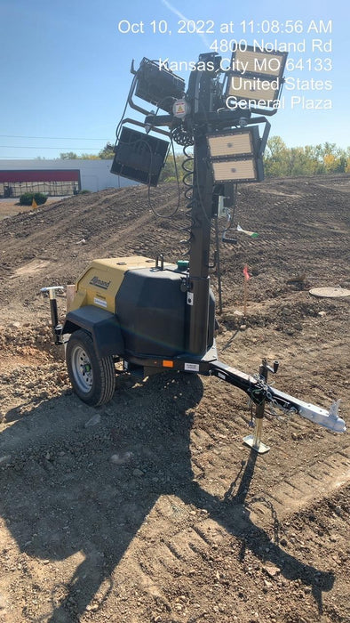 2022 Allmand NLV3GR (4) LED Light Fixture 350W, 23' Vertical Mast, 3kW Prime, Towable, ES Decals, T3