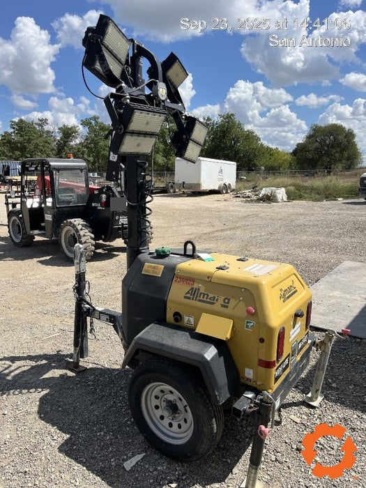 2022 Allmand NLV3GR (4) LED Light Fixture 350W, 23' Vertical Mast, 3kW Prime, Towable, Deep Sea L401, Leveling Jacks, Yanmar T4F 5.8hp