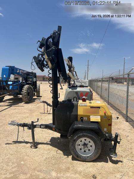 Allmand NLV3GR (4) LED Light Fixture 350W, 23' Vertical Mast, 3kW Prime, Towable, Deep Sea L401, Leveling Jacks, Yanmar T4F 5.8hp