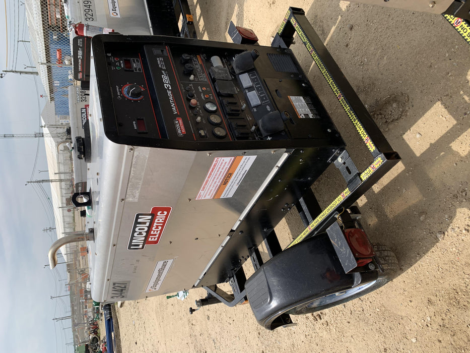 2019 Lincoln Electric Vantage 322 Welder Ready-Pak 3, Two wheel trailer, Fender and Light kit, Cable Rack