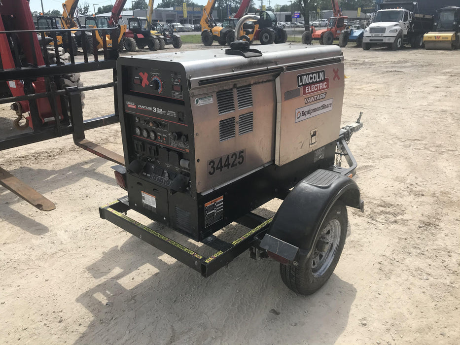 2019 Lincoln Electric Vantage 322 Welder Ready-Pak 3, Two wheel trailer, Fender and Light kit, Cable Rack