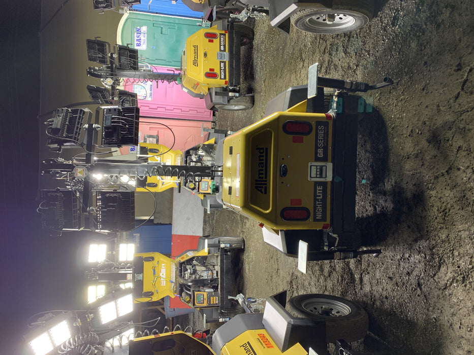 2020 Allmand NLV3GR (4) LED Light Fixture 350W, 23' Vertical Mast, 3kW Prime, Towable, Deep Sea L401, Leveling Jacks, Yanmar T4F 5.8hp