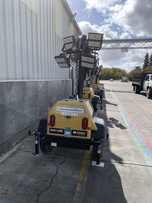 2021 Allmand NLV3GR (4) LED Light Fixture 350W, 23' Vertical Mast, 3kW Prime, Towable, Deep Sea L401, Leveling Jacks, Yanmar T4F 5.8hp