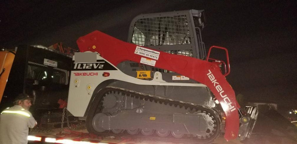 2019 Takeuchi TL12V2C Cab/Heat/Air w/Auxiliary Hydraulics, 2 Speed, Hydraulic QC 80" Tooth Bucket, 48" Pallet Forks