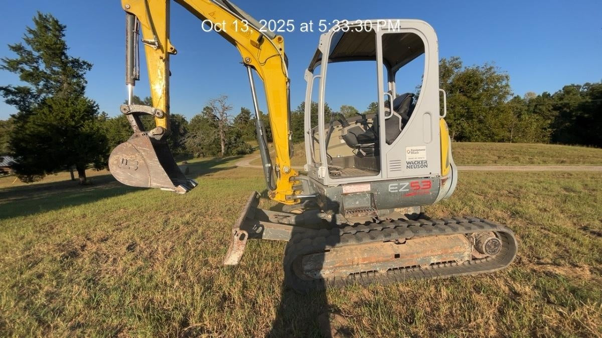 Wacker Neuson EZ53 Open ROPS, Rubber Tracks, Long Dipperstick, T4, Bucket