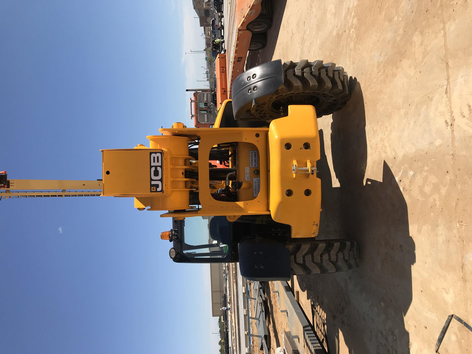 2019 JCB 510-56 Open ROPS, 74 HP, Solid Tires, Worklights, Beacon, Aux Hydraulics, Lifting Eye w/60" Carriage/60" Forks