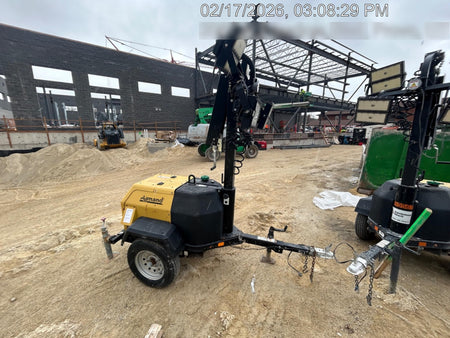 2022 Allmand NLV3GR (4) LED Light Fixture 350W, 23' Vertical Mast, 3kW Prime, Towable, Deep Sea L401, Leveling Jacks, Yanmar T4F 5.8hp