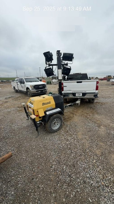 2022 Allmand NLV3GR (4) LED Light Fixture 350W, 23' Vertical Mast, 3kW Prime, Towable, Deep Sea L401, Leveling Jacks, Yanmar T4F 5.8hp