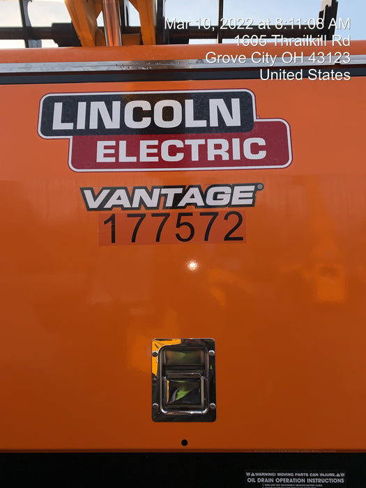 2021 Lincoln Electric Vantage 322 Vantage 322 Ready Pak 3 w/ Decals, ORANGE (includes trailer, cable rack, fender light kit) NO Telematics